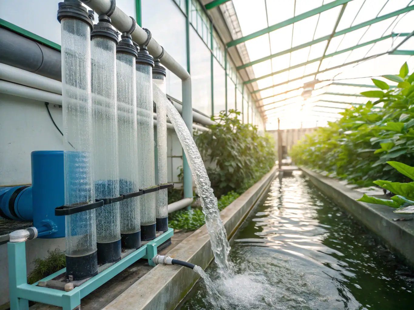 A high-resolution image depicting a wastewater treatment plant with advanced filtration systems, emphasizing the role of SCWO technology in purifying industrial wastewater.